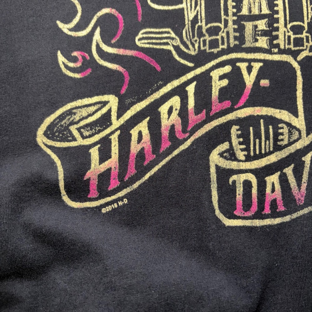Harley Davidson Black Mad River Sandusky Ohio Moon Graphic T-Shirt Womens M - Picture 4 of 9